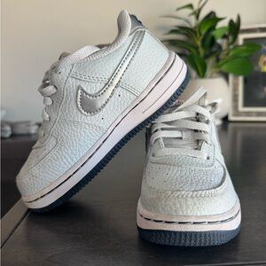 Nike Kids' Air Force 1 Sneakers - Gray/Silver/Light Blue 9C